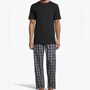Hanes Men's Big and Tall Tee and Woven Pajama Pants Set- size X-Large